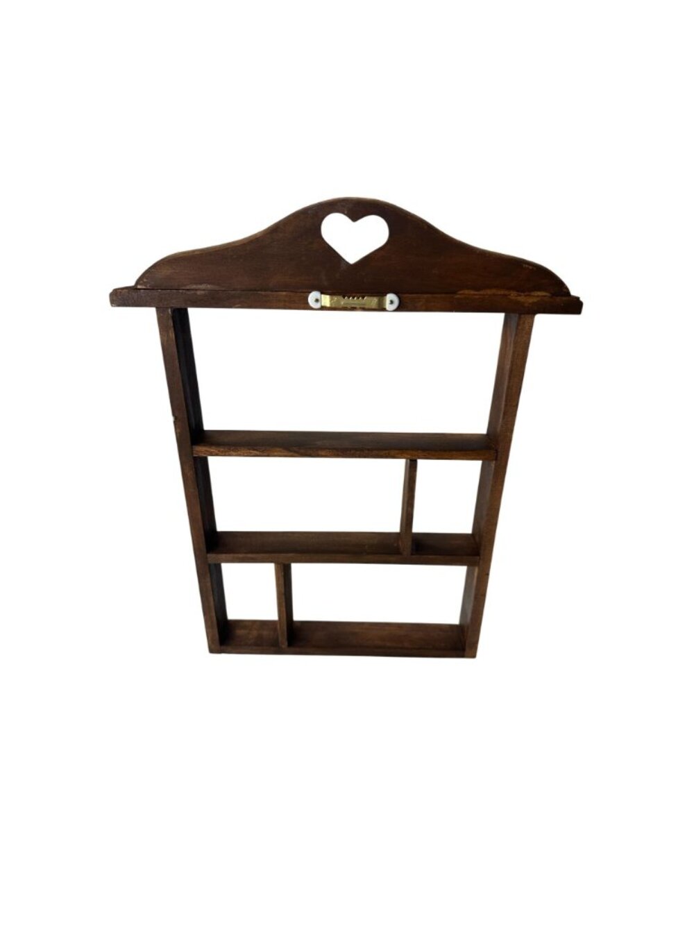 Trinket Shelf with Heart Cutout Dark Walnut Wood Wall Shelf for Altar Crystals - Picture 7 of 7